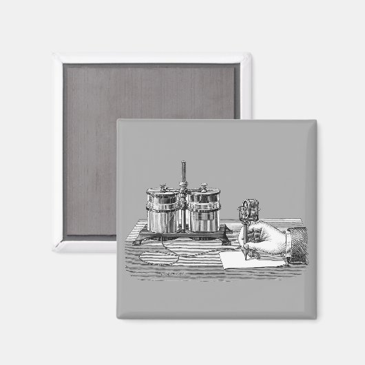 Antique Steampunk Writer Edison Magnet (Vorderseite/Rückseite)