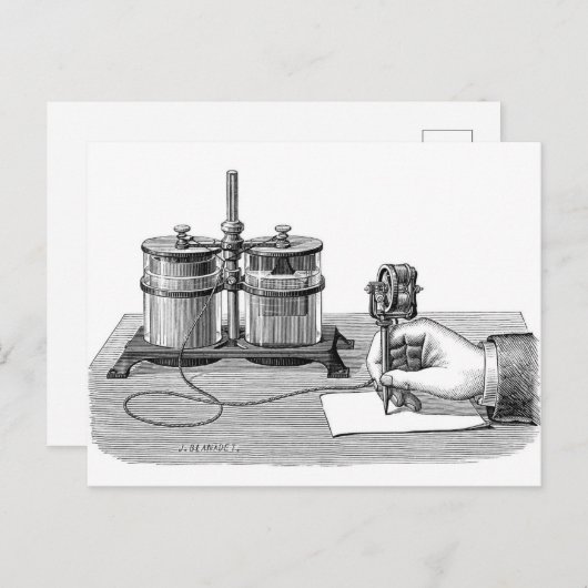 Antique Steampunk Writer Edison Postkarte (Vorne/Hinten)