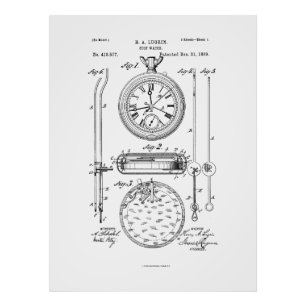 Antique Stopwatch, 1889 Zeichnend Patent Fotodruck