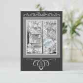 Antique Store Window Geschenke für Baby Blue und B Einladung (Stehend Vorderseite)