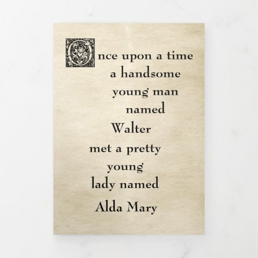 Antique Storybook Style Foto 75 Jahre alt Dreifach Gefaltete Einladung (Cover)