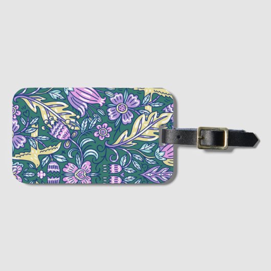 Antique Style Flowers and Birds Pattern Gepäckanhänger (Vorderseite (Horizontal))