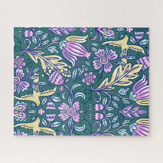 Antique Style Flowers and Birds Pattern Puzzle (Horizontal)