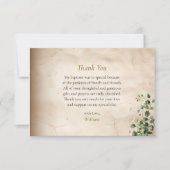 Antique Style Parchment Greenery Orthodox Baptism Dankeskarte (Vorderseite)