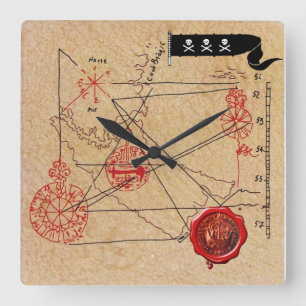 ANTIQUE TALISMAN/PIRATES TREASKARTENPARKPLATZ QUADRATISCHE WANDUHR