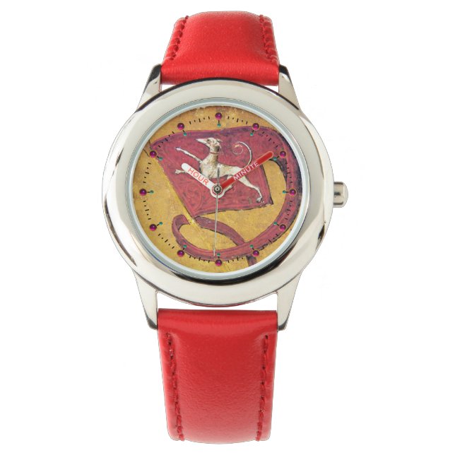 ANTIQUE TAROTEN,DEUTSCHE GERICHTSKARTEN ROTE HUNEN ARMBANDUHR (Vorderseite)