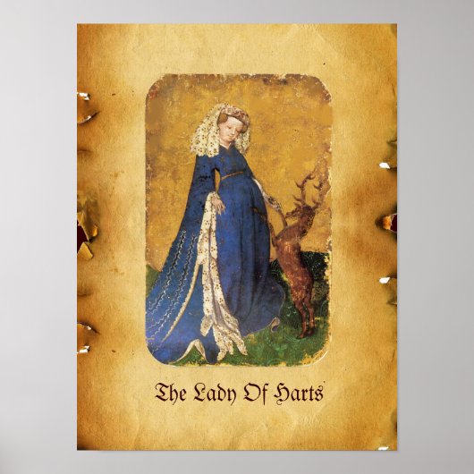 Antique Tarots / German Court Cards / Lady of Hart Poster (Vorne)