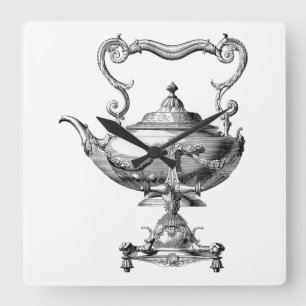 Antique Tea Kettle Quadratische Wanduhr