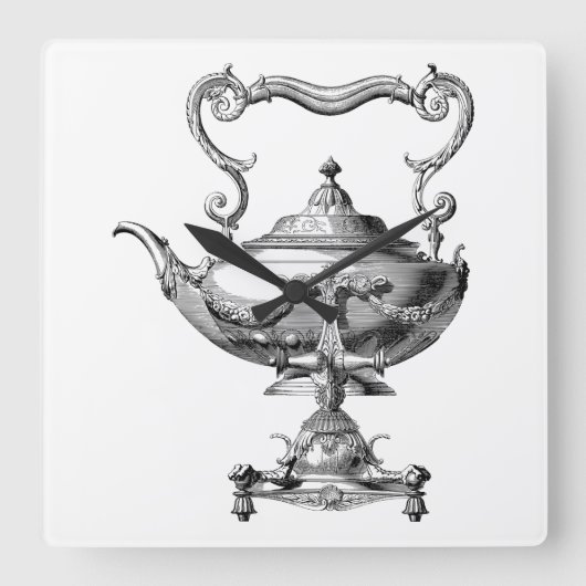 Antique Tea Kettle Quadratische Wanduhr (Vorderseite)