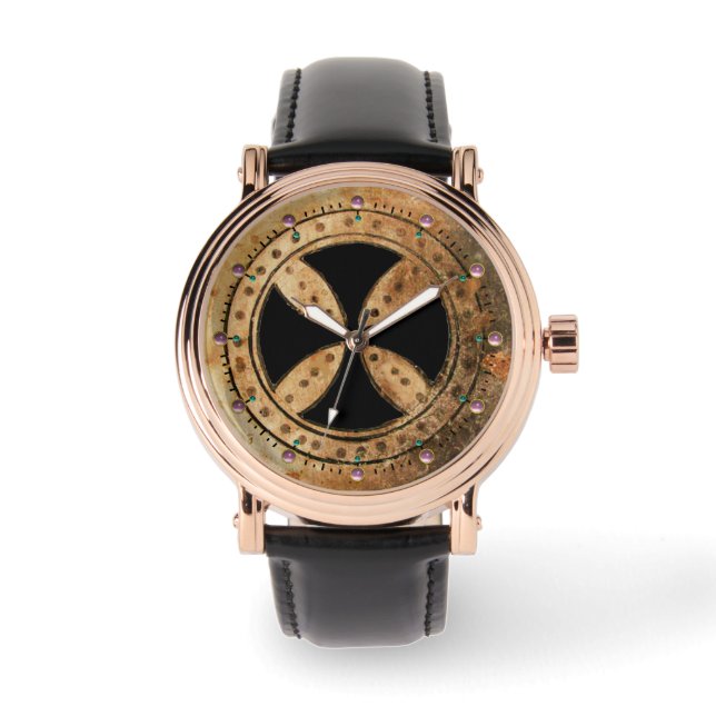 ANTIQUE TEMPARKROSS, schwarz Armbanduhr (Vorderseite)
