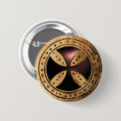 ANTIQUE TEMPLAR CROSS Black Onyx Gem Button (Vorne & Hinten)