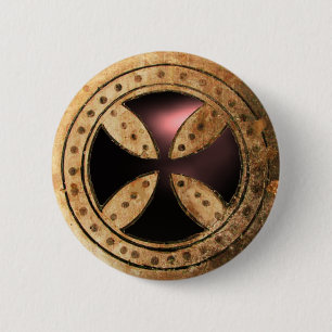 ANTIQUE TEMPLAR CROSS Black Onyx Gem Button