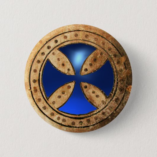 ANTIQUE TEMPLAR CROSS Blue Saphir Gem Button (Vorderseite)