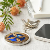 ANTIQUE TEMPLAR CROSS Blue Saphir Gem Schlüsselanhänger (Seite)