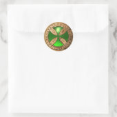 ANTIQUE TEMPLAR CROSS Green Emerald Gem Runder Aufkleber (Tasche)