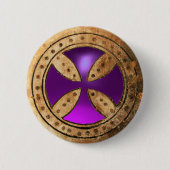 ANTIQUE TEMPLAR CROSS Lila Amethyst Gem Button (Vorderseite)