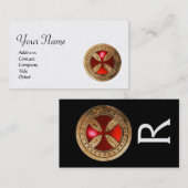 ANTIQUE TEMPLAR CROSS Roter Ruby Gem Monogramm Pea Visitenkarte (Vorne/Hinten)