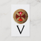 ANTIQUE TEMPLAR CROSS Roter Ruby Gem Monogramm Pea Visitenkarte (Rückseite)