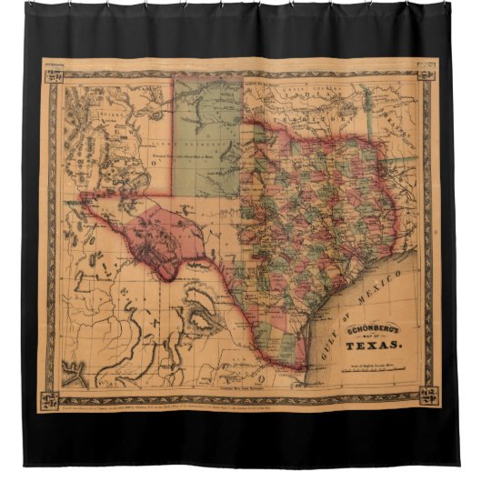 Antique Texas Karte #1 Duschvorhang (Vorderseite)