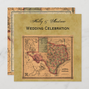* Antique Texas Map #1, Distressed BG #3 Einladung