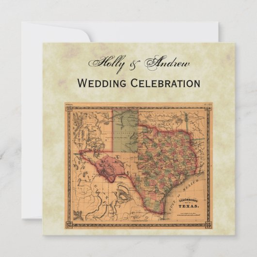 * Antique Texas Map #1, Distressed BG #3 Einladung (Vorderseite)