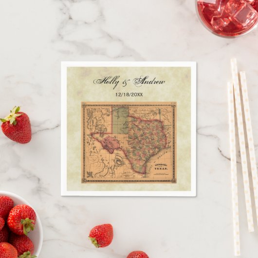 * Antique Texas Map #1, Distressed BG #3 Serviette (Beispiel)