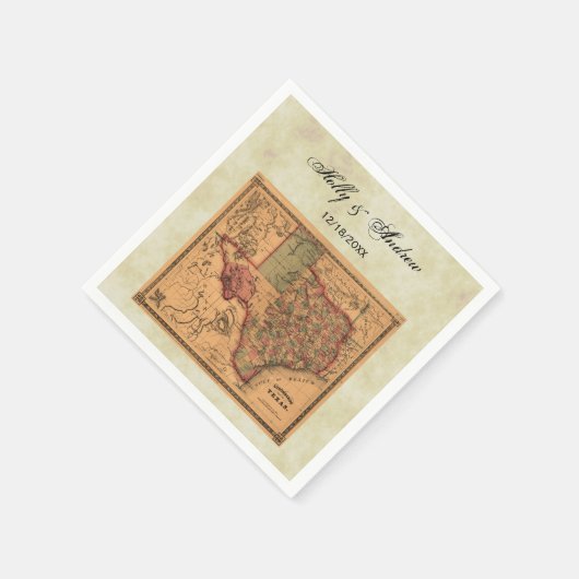 * Antique Texas Map #1, Distressed BG #3 Serviette (Ecke)