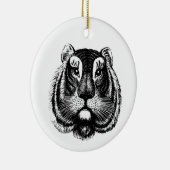Antique Tiger Cat Keramik Ornament (Rechts)
