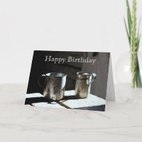 Antique Tin Cups Happy Birthday