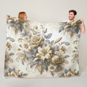Antique Tinge Yellow Floral Perfektion Fleecedecke