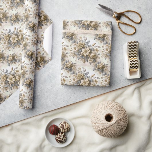 Antique Tinge Yellow Floral Perfektion Geschenkpapier (Basteln)