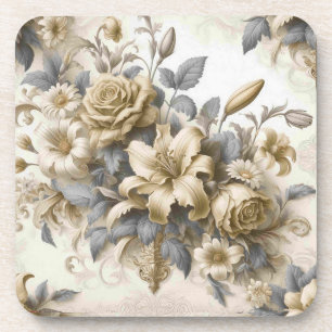Antique Tinge Yellow Floral Perfektion Getränkeuntersetzer