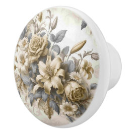 Antique Tinge Yellow Floral Perfektion Keramikknauf