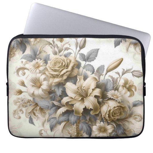 Antique Tinge Yellow Floral Perfektion Laptopschutzhülle (Vorderseite)