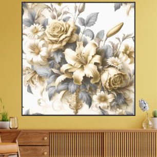 Antique Tinge Yellow Floral Perfektion Leinwanddruck