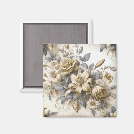 Antique Tinge Yellow Floral Perfektion Magnet (Vorderseite/Rückseite)