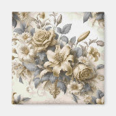 Antique Tinge Yellow Floral Perfektion Magnet (Vorne)