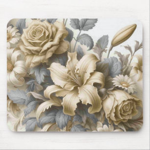 Antique Tinge Yellow Floral Perfektion Mousepad