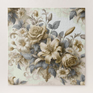Antique Tinge Yellow Floral Perfektion Puzzle