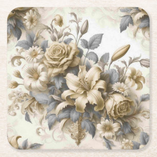 Antique Tinge Yellow Floral Perfektion Rechteckiger Pappuntersetzer