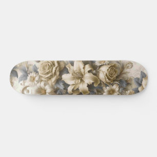 Antique Tinge Yellow Floral Perfektion Skateboard