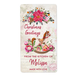 Antique Toy Horse & Poinsettia Weihnachtsküche