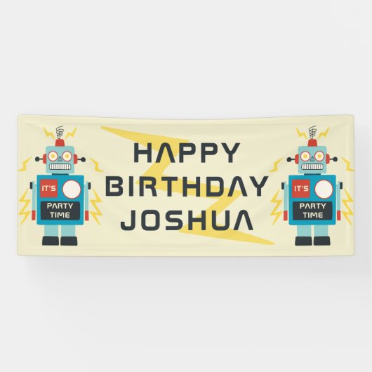 Antique Toy Robot Birthday Banner (Horizontal)