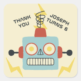 Antique Toy Robot Birthday Gevor Quadratischer Aufkleber