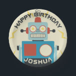 Antique Toy Robot Birthday Pappteller<br><div class="desc">Passen Sie den Text für Ihre Veranstaltung an. Originelle Roboterdarstellung von Becky Nimoy</div>