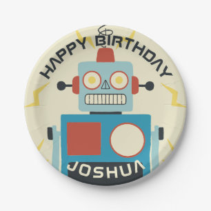 Antique Toy Robot Birthday Pappteller