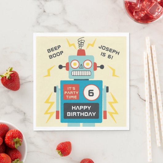 Antique Toy Robot Birthday Serviette (Beispiel)