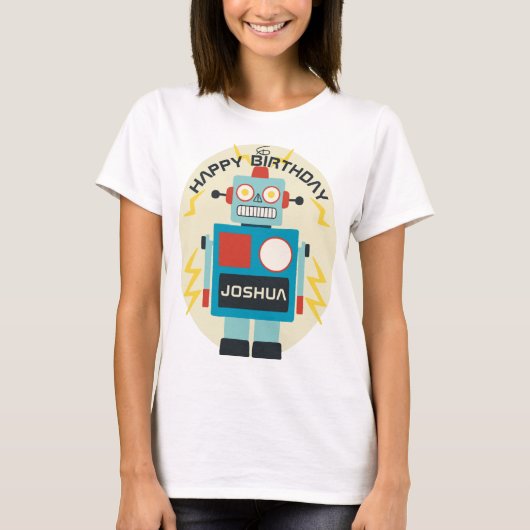 Antique Toy Robot Birthday T-Shirt (Vorderseite)