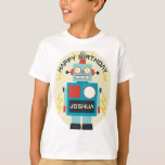 Antique Toy Robot Birthday T-Shirt<br><div class="desc">Passen Sie den Text für Ihre Veranstaltung an. Originelle Roboterdarstellung von Becky Nimoy</div>