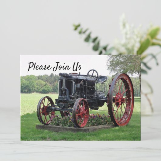 Antique Tractor Birthday Einladung (Stehend Vorderseite)